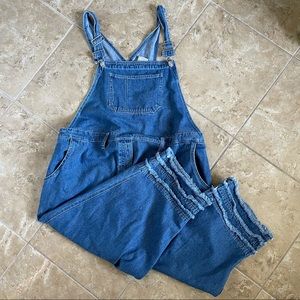 Vintage cropped fringe maternity overalls